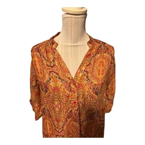 Tacera Orange Paisley Dress Cover Up Size M - Picture 2 of 4